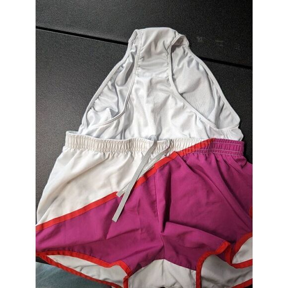 Nike Dry Fit Running Shorts White Pink w/Orange Line with Built in Panties Women - Picture 4 of 5